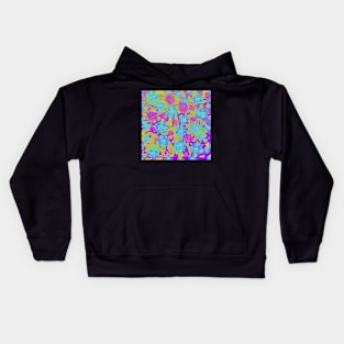 Tropicana 3. A bright, floral summery design in lime, purple, pink and blue. Kids Hoodie